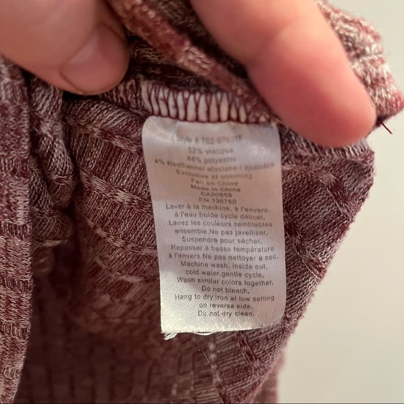 Burgundy melange henley top - Picture 5 of 8